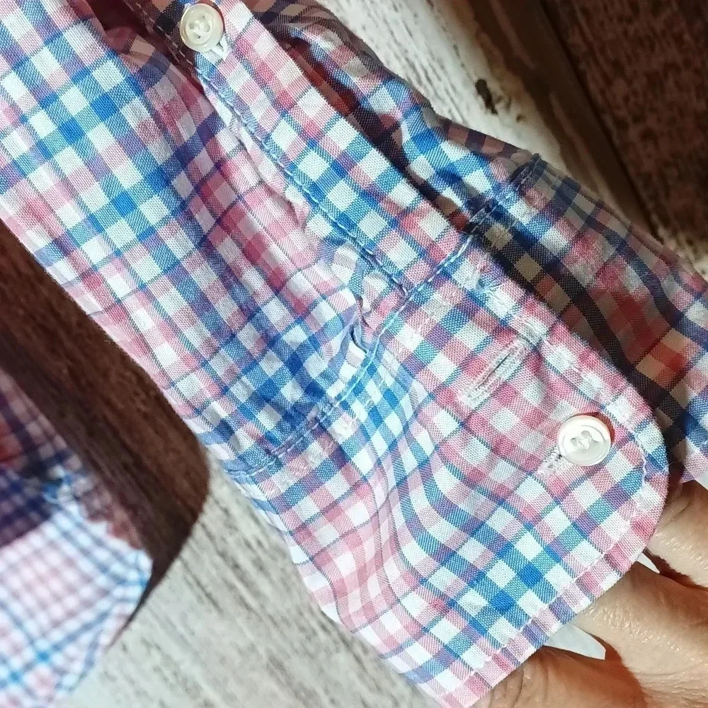 J. Crew Cotton cowgirl gingham pullover v-neck partial button up long sleeve - Picture 5 of 9